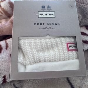 Hunter cream/white tall socks